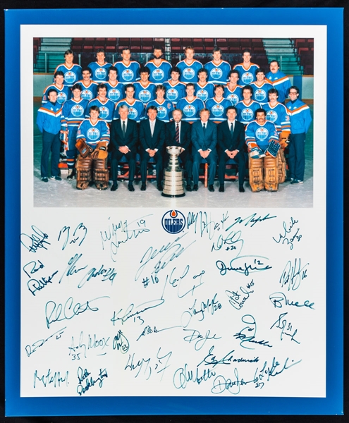 Edmonton Oilers 1984 Team-Signed Canvas LE 5/8 with LOA Including Gretzky and Messier(20" x 24")