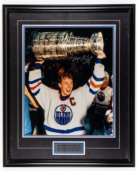 Wayne Gretzky Signed Edmonton Oilers "1985 Stanley Cup" Limited-Edition Framed Photo Display #67/99 with WGA COA (28" x 34")