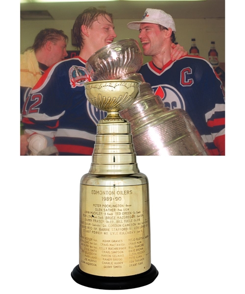 Barrie Staffords 1989-90 Edmonton Oilers Stanley Cup Championship Trophy with His Signed LOA (13")