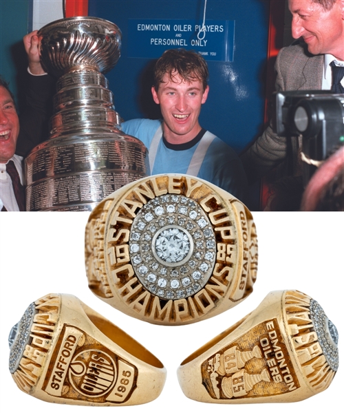Barrie Staffords 1984-85 Edmonton Oilers Stanley Cup Championship 14K Gold and Diamond Ring with His Signed LOA 