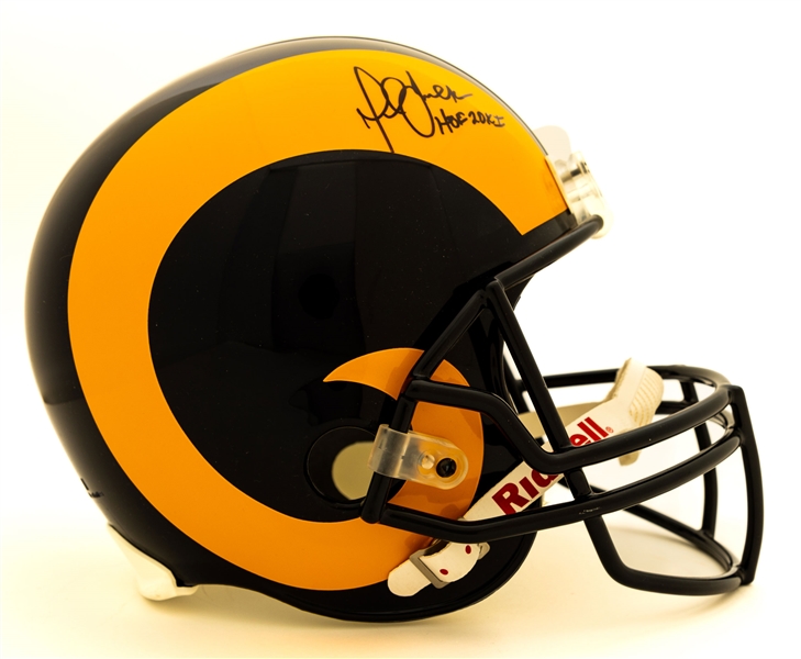 Marshall Faulk Signed St. Louis Rams Full-Size Riddell Helmet with JSA COA  - “HOF 2011” Annotation