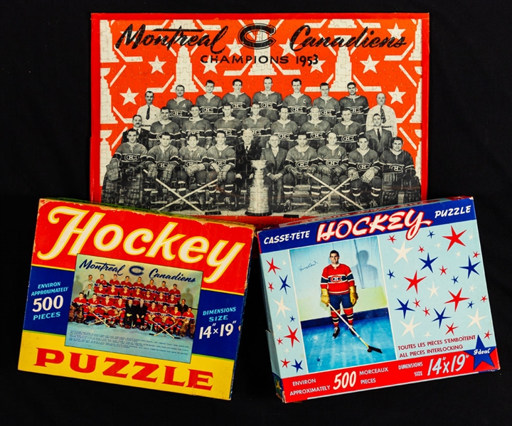 Vintage 1950s Montreal Canadiens and Others Hockey Puzzle Collection of 7