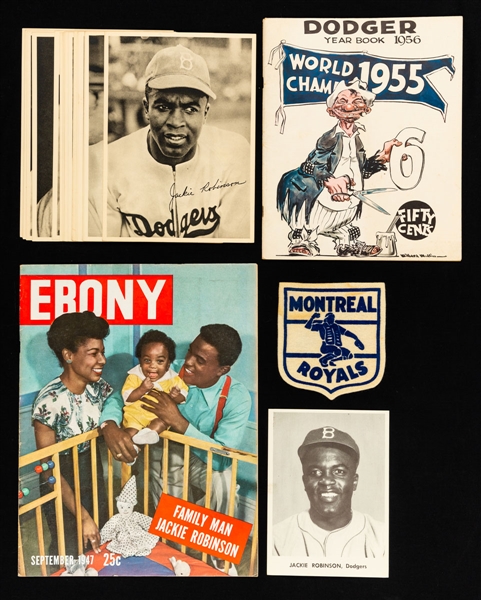 Jackie Robinson Collection including 1948 Brooklyn Dodgers Player Photos and 1956 Dodgers Yearbook 