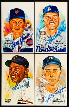 Perez-Steele Signed Baseball Postcards (33) Including DiMaggio, Mays, Seaver and Drysdale with JSA Auction LOA