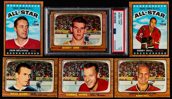 1966-67 Topps Hockey Complete 132-Card Set Including #35 HOFer Bobby Orr Rookie Card (Graded PSA 3)