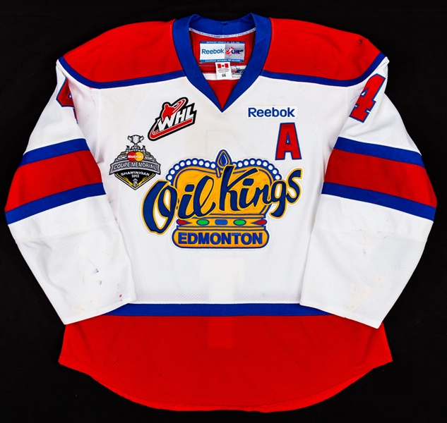 Keegan Lowes 2011-12 WHL Edmonton Oil Kings Signed Game-Worn Alternate Captain’s Jersey – Team Repairs! 