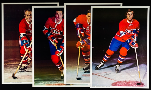 Early-1970s Pro Stars Publications Montreal Canadiens Poster Collection of 4 with Lafleur, Mahovlich, Cournoyer and Richard