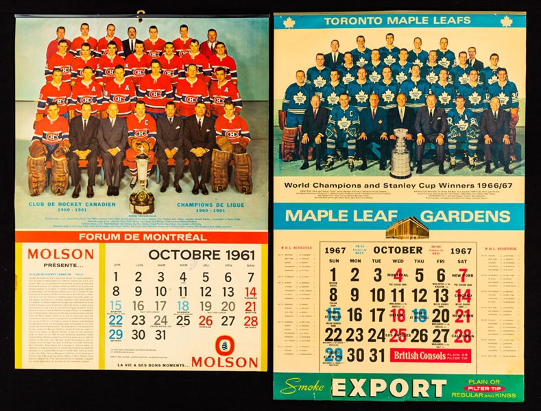 Vintage 1957 to 1971 Montreal Forum and Maple Leaf Gardens Calendar Collection of 7