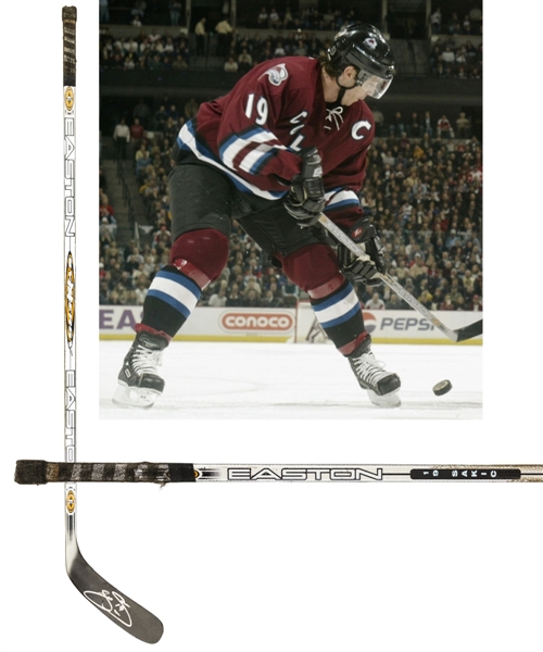 Joe Sakic’s Early-2000s Colorado Avalanche Signed Easton Synergy Game-Used Stick Plus Signed 2002 Team Canada Olympic Jersey 