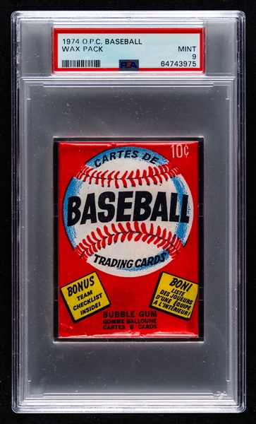 1974 O-Pee-Chee Baseball Unopened Wax Pack - Graded PSA MINT 9 - None Graded Higher!