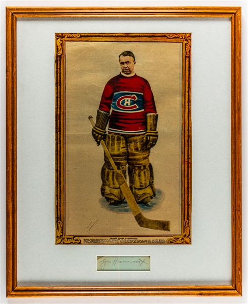 Deceased HOFer George Hainsworth Montreal Canadiens Framed 1928 La Presse Picture with Signature Cut - LOA (17" x 21")