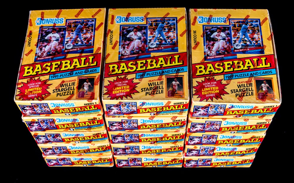 1991 Donruss Baseball Series 1 Factory Sealed Wax Boxes (15) - Canadian Version Wax Boxes