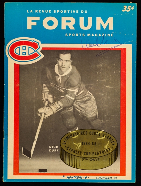 Montreal Forum May 1, 1965 Stanley Cup Finals Game 7 Program - Canadiens Clinch Cup! 