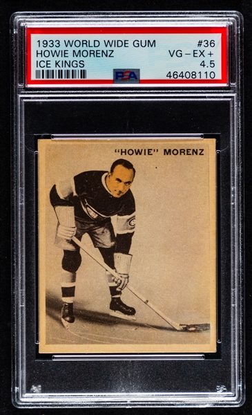 1933-34 World Wide Gum Ice Kings V357 Hockey Card #36 HOFer Howie Morenz - Graded PSA 4.5