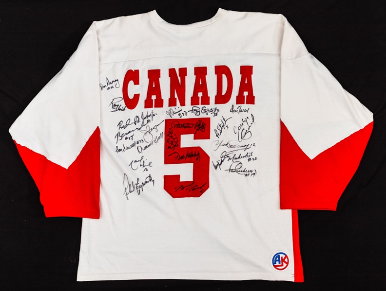 Brad Parks 1972 Canada-Russia Series 25th Anniversary Reunion Worn Team Canada Team-Signed Jersey Plus 1972 Team Canada Replica Jersey Signed by Harry Sinden – With Park Signed LOA 