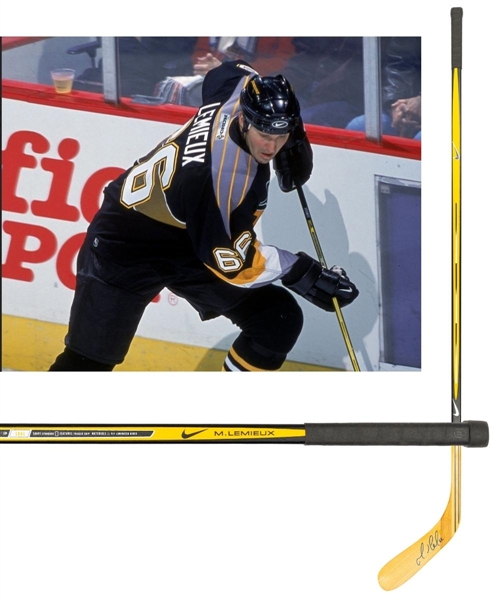 Mario Lemieuxs Early-2000s Pittsburgh Penguins Signed Nike Quest 3 Game-Issued Stick