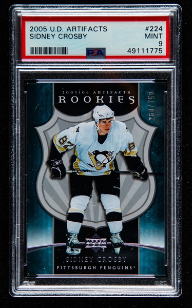 2005-06 Upper Deck Artifacts Rookies Hockey Card #224 Sidney Crosby (260/750) - Graded PSA 9