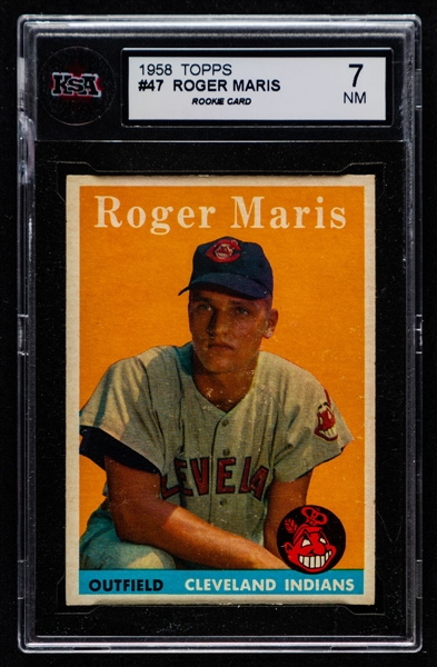 1958 Topps Baseball Card #47 Roger Maris Rookie - Graded KSA 7