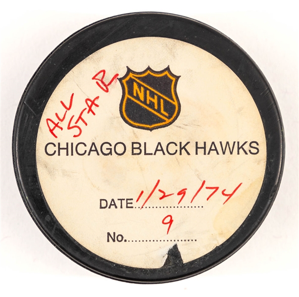 Mickey Redmonds 1974 NHL All-Star Game "East All-Stars" Goal Puck from the NHL Goal Puck Program - 1st All-Star Game Goal of Career (9th Goal of the All-Star Game)
