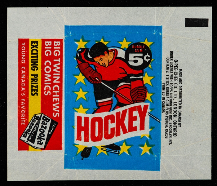 1963-64 Topps Hockey Card Wrapper