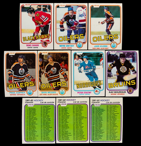 1981-82 O-Pee-Chee Hockey Complete 396-Card Set Plus Extras (Approx. 200), Wrappers (48) and Empty Wax Boxes (2)