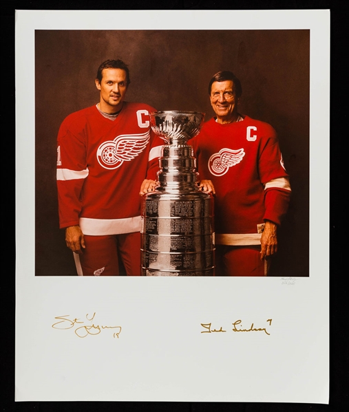 Ted Lindsay and Steve Yzerman Detroit Red Wings “Stanley Cup Captains” Limited-Edition Signed Print with LOA – Proceeds to Benefit the Ted Lindsay Foundation (16” x 20”) 