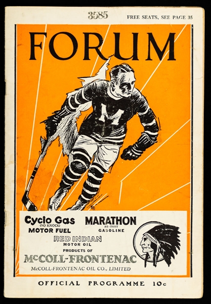 November 14, 1929 Montreal Forum Program – Montreal Maroons vs New York Rangers 