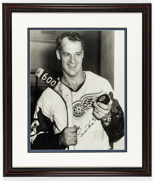 Deceased HOFers Gordie Howe "600th Goal" and Henri Richard "11 Stanley Cups" Signed Framed Photos with LOA 