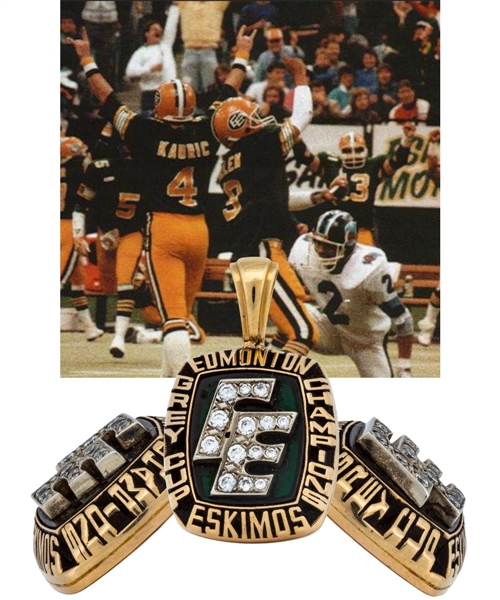 Edmonton Eskimos 1987 Grey Cup Championship 10K Gold Pendant