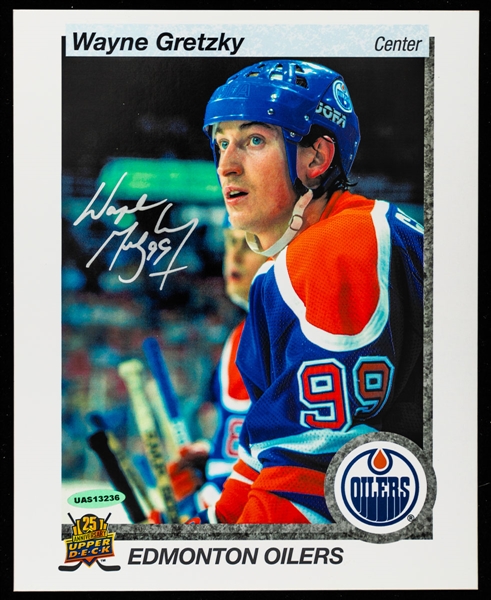 Wayne Gretzky Signed Upper Deck 25th Anniversary Edmonton Oilers Image with UDA COA