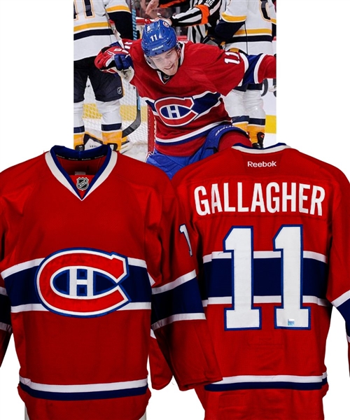 Brendan Gallaghers 2013-14 Montreal Canadiens Game-Worn Jersey with Team LOA - Team Repairs!