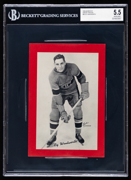 Scarce Cy Wentworth Montreal Canadiens Bee Hive Group 1 Photo (1934-43) - Graded Beckett 5.5