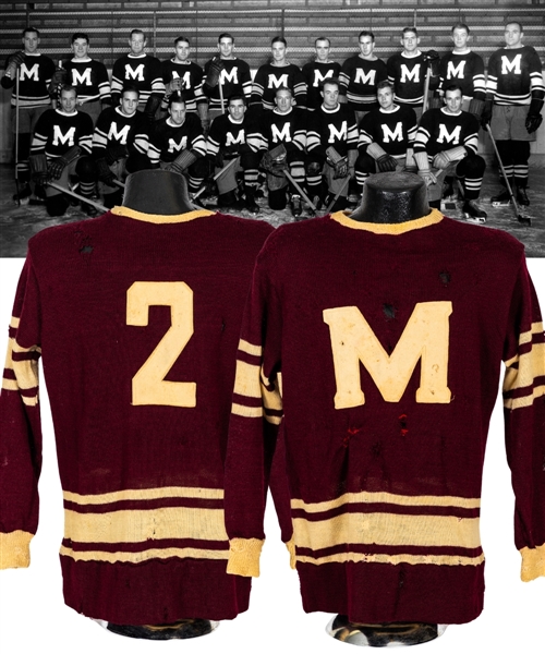 Marvin "Cyclone" Wentworths Circa 1934-35 Montreal Maroons Game-Worn Wool Jersey with LOA - Numerous Team Repairs!