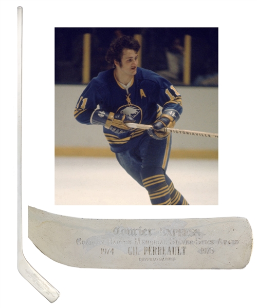 Gilbert Perreaults 1974-75 Buffalo Sabres Charley Barton Memorial Silver Stick Award