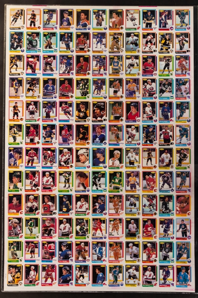 1986-87 O-Pee-Chee Hockey 132-Card Uncut Sheet (Patrick Roy Rookie Card!) Plus 1991-92 Upper Deck 100-Card Uncut Proof Sheet