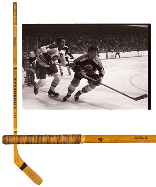 Bobby Orrs 1970-71 Boston Bruins Multi-Signed Game-Used Victoriaville Stick - 139 Points Season! - Hart Memorial and James Norris Trophy Season!