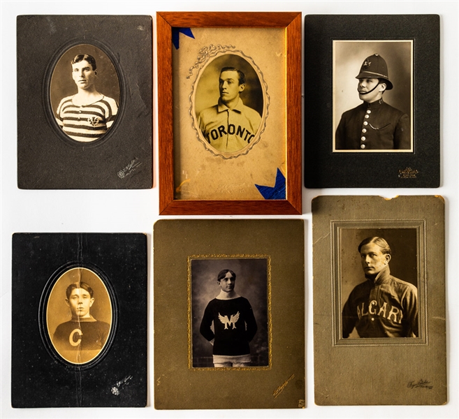 Antique Hockey, Baseball, Athlete and Policeman Cabinet Photo Collection of 6 