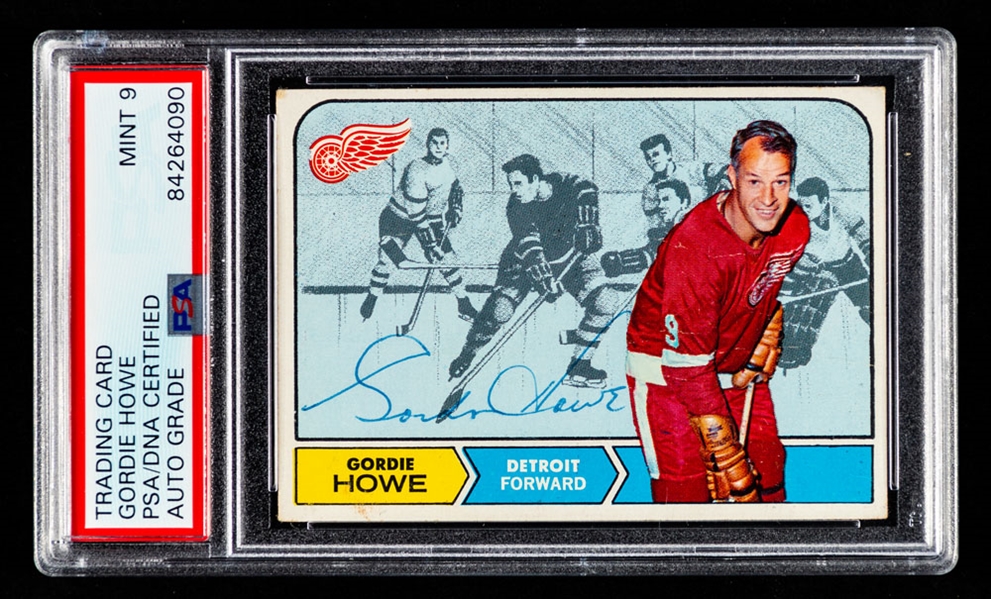 1968-69 Topps Signed Hockey Card #29 HOFer Gordie Howe - PSA/DNA Certified (Auto Grade 9)
