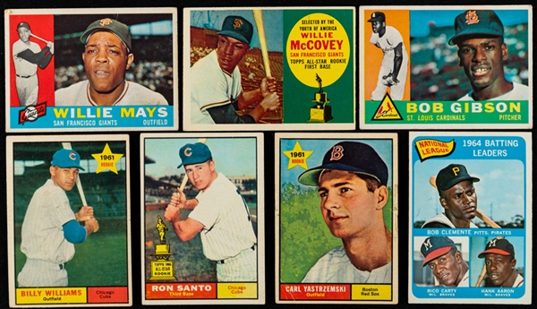 1960 to 1966 Topps Baseball Card Collection (900+) Including Rookie Cards of McCovey, Williams and Santo Plus Several Stars