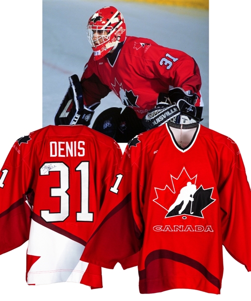 Marc Denis 1996 World Junior Championships Team Canada Signed Game-Worn Jersey