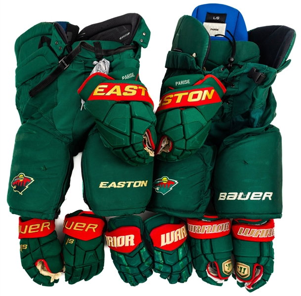 Minnesota Wild Game-Worn Collection of 6 with Parise’s Late-2010s Pants and Gloves Plus Early-To-Mid-2010s Pants and Gloves, Coyle’s Mid-To-Late-2010s Gloves and Granlund’s Mid-2010s Gloves