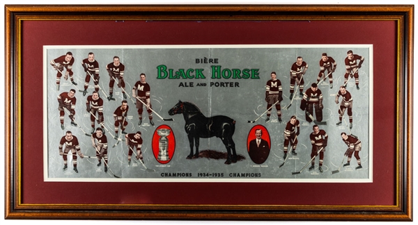 Montreal Maroons 1934-35 Stanley Cup Champions Black Horse Ale Advertising Display (18 ¾” x 35 ¾”)