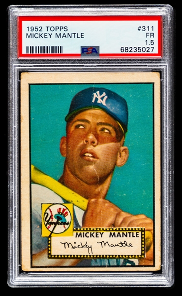 1952 Topps Baseball Card #311 HOFer Mickey Mantle - Graded PSA 1.5