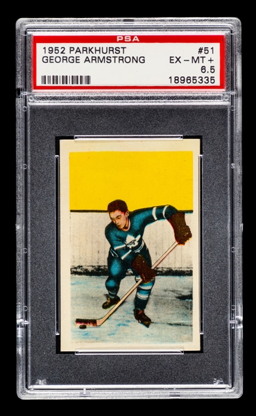 1952-53 Parkhurst Hockey Card #51 HOFer George Armstrong Rookie - Graded PSA 6.5