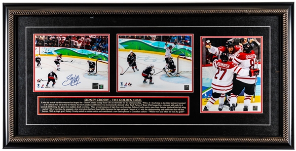 Sidney Crosby Team Canada 2010 Vancouver Olympics "The Golden Goal" Signed Framed Display with Frameworth COA (19 ¼” x 38 ¼”)