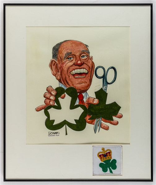 March 17th 1987 King Clancy First Annual King Clancy Memorial Dinner Program Original Andy Donato Program Cover Artwork Framed Display (20 1/4” x 24 3/8”)