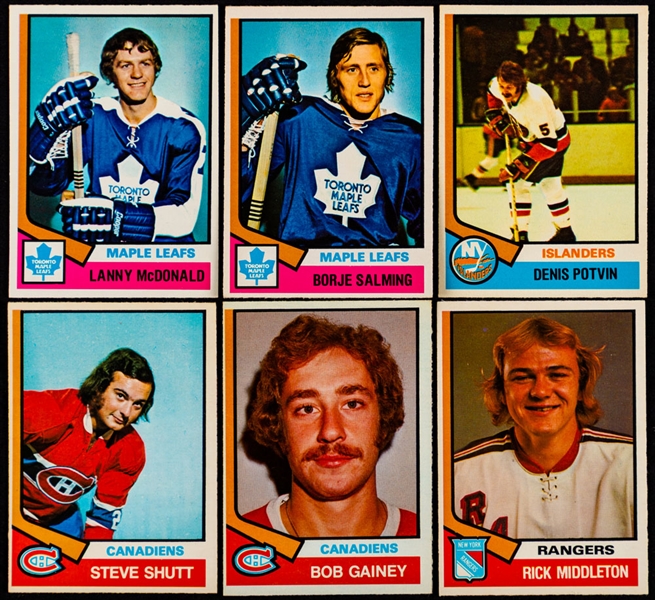 1974-75 O-Pee-Chee Hockey Complete 396-Card Set with PSA-Graded Cards (2) Including #261 HOFer Scotty Bowman Rookie (NM 7) and #280 HOFer Larry Robinson (NM-MT 8)