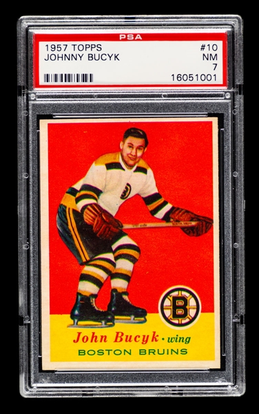 1957-58 Topps Hockey Card #10 HOFer Johnny Bucyk Rookie - Graded PSA 7