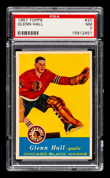 1957-58 Topps Hockey Card #20 HOFer Glenn Hall Rookie - Graded PSA 7
