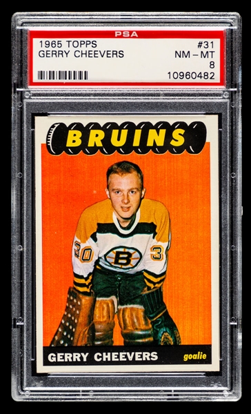 1965-66 Topps Hockey Card #31 HOFer Gerry Cheevers Rookie - Graded PSA 8